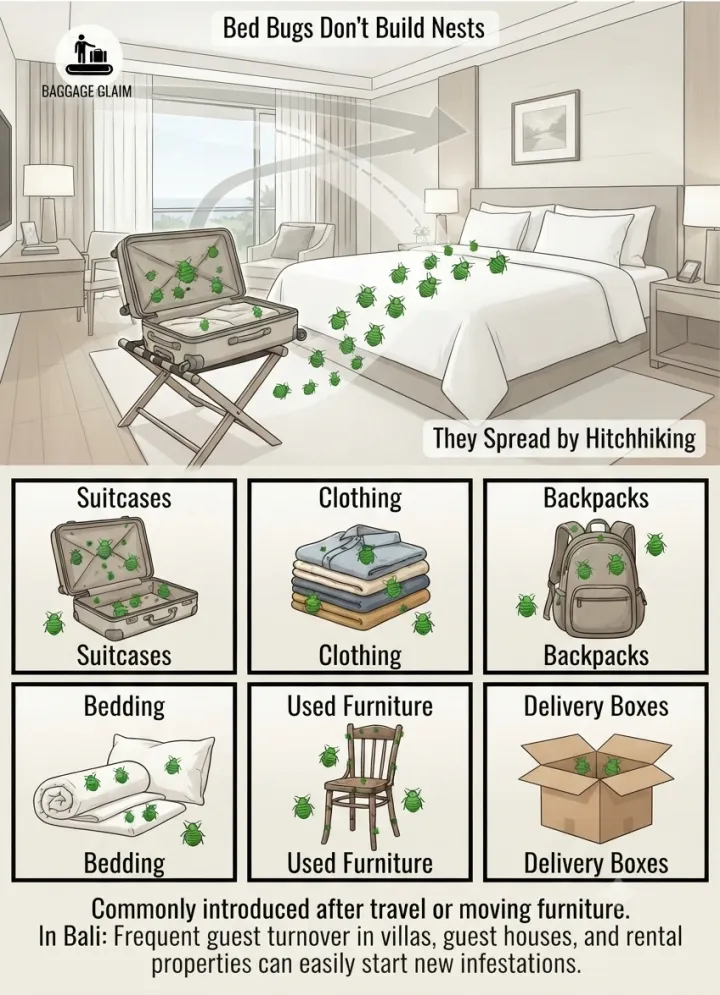 In Bali, we also see infestations appear in villas, guest houses, and rental properties where guests change frequently.