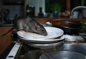 Professional rodent inspection around a tropical villa, illustrating the difference between traditional rat extermination and modern rodent control.