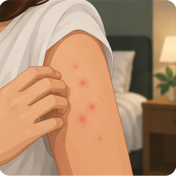 Itchy bites on skin after sleeping