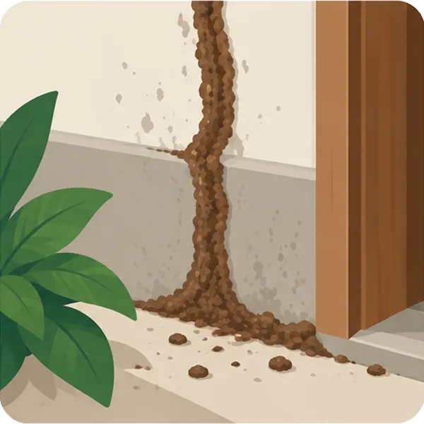 Mud tubes showing possible termite activity