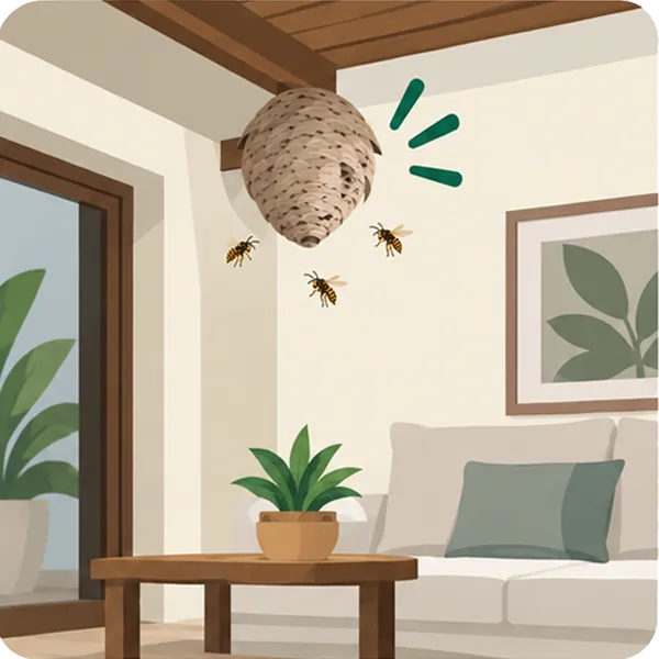 Wasp or bee nest near living areas
