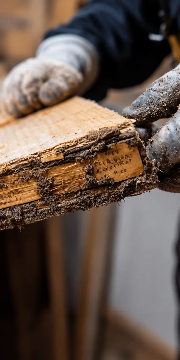 Wood damaged by termites in Bali