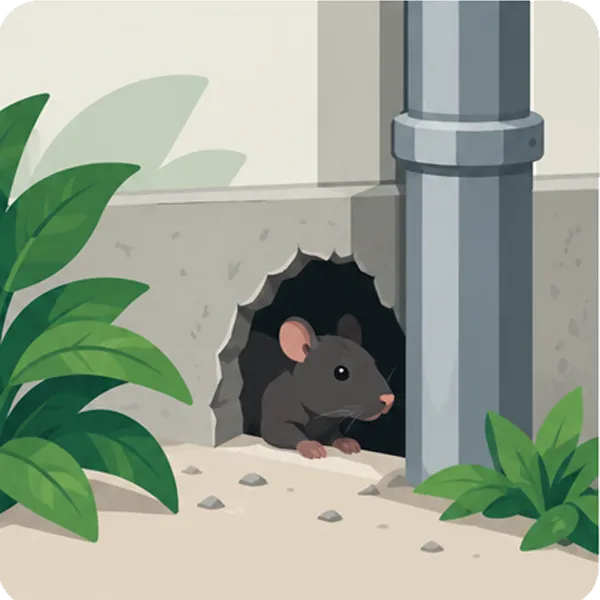 Rodent entering through a gap around a property